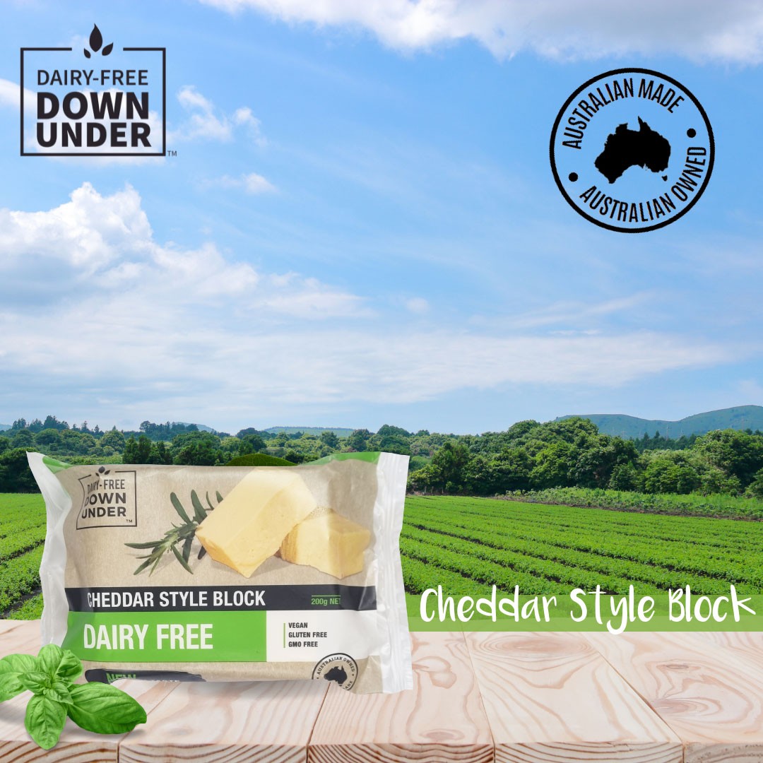 Vegan Cheddar Style Cheese Block Dairy Free Down Under