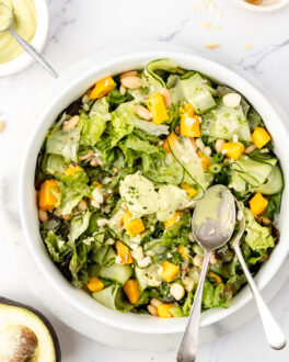 Dairy free mango macadamia salad